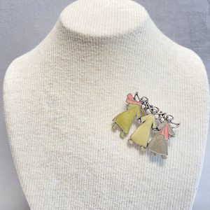 Breast Cancer Awareness Brooch Three Hand Holding Angels Donning Pink Scarves